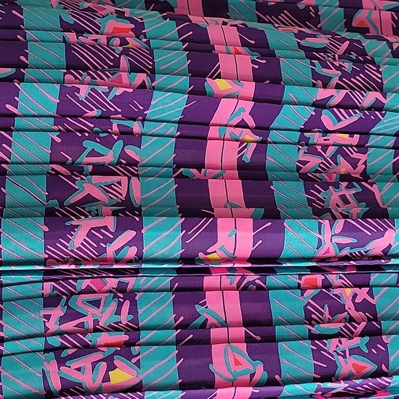 VTG Assorti Susan Freis Dress Maxi Long-sleeve Ruffles USA Colorful Multicolor M - Picture 8 of 16